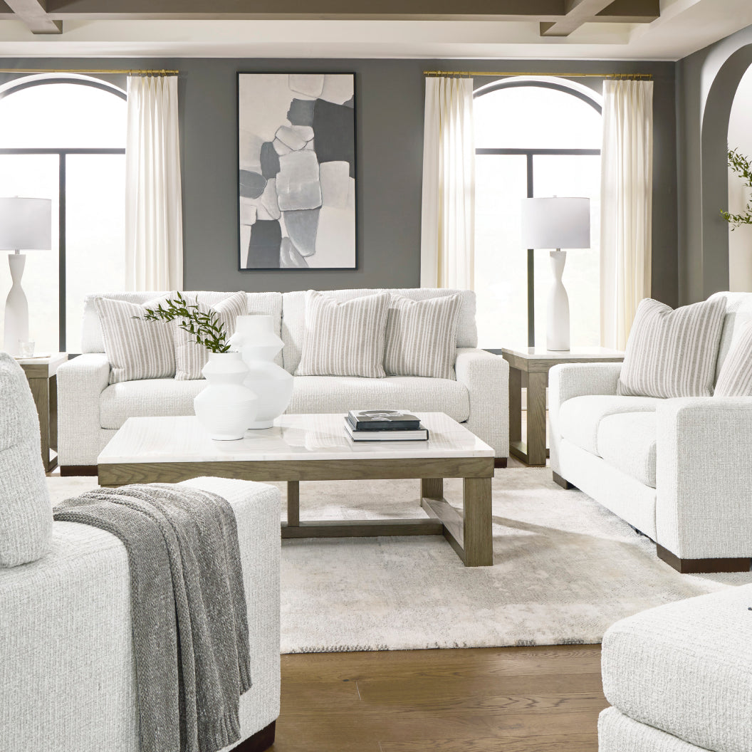 Fauteuil en tissu Next-Gen Nuvella blanc avec coussin - Bethley