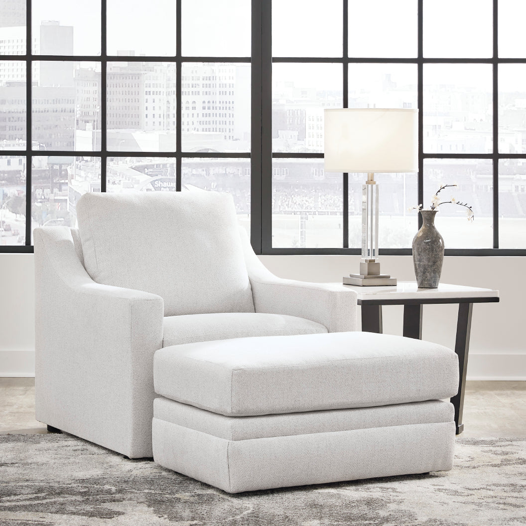 Ottoman en tissu texturé blanc - Maitelynn