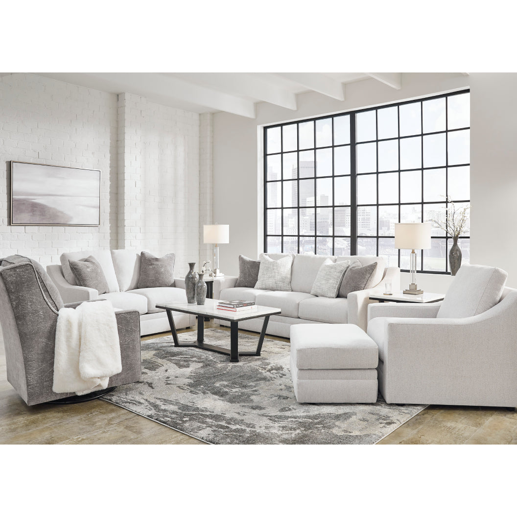 Ottoman en tissu texturé blanc - Maitelynn