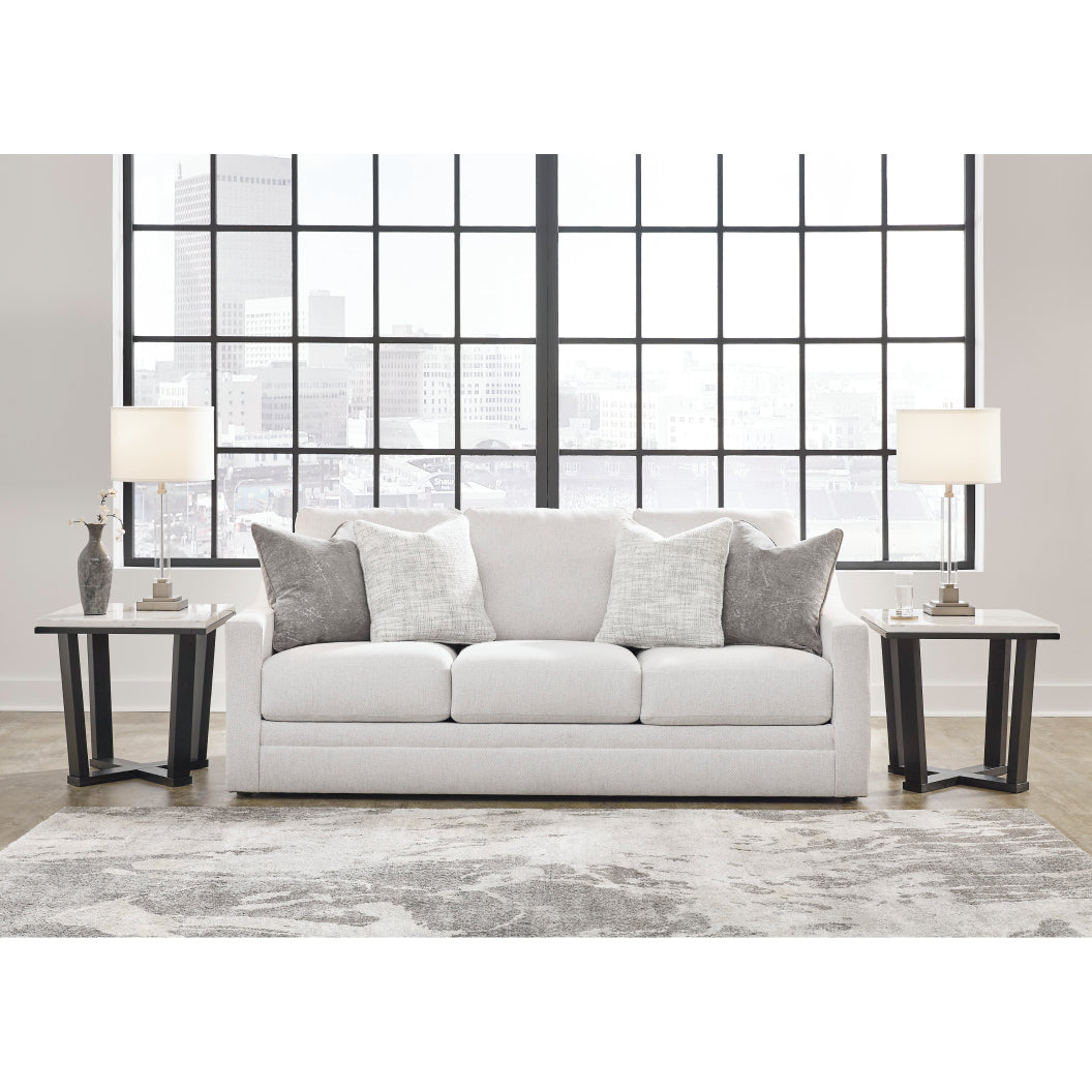 Sofa en tissu texturé blanc avec coussins - Maitelynn