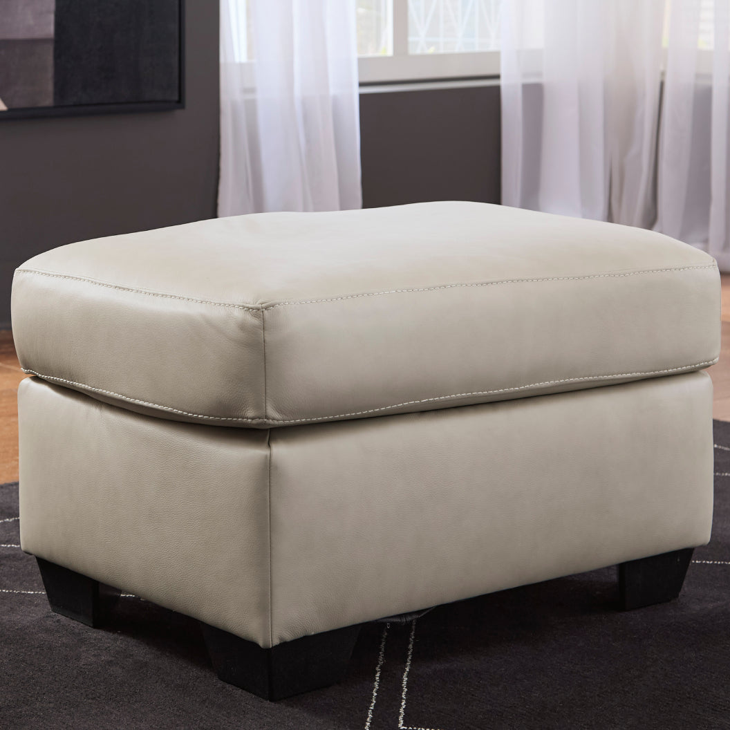 Ottoman en cuir beige pâle - Santorine