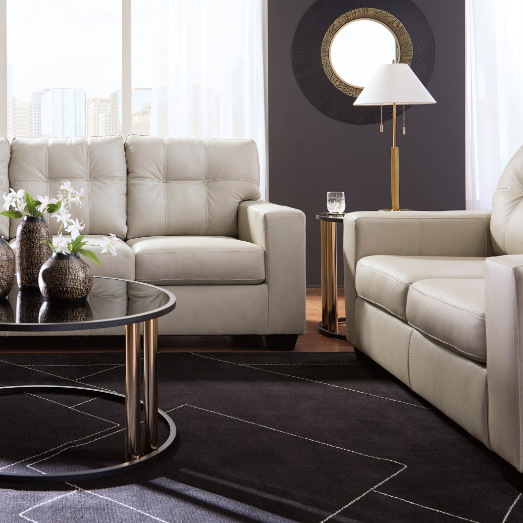 Causeuse stationnaire en cuir beige pâle - Santorine