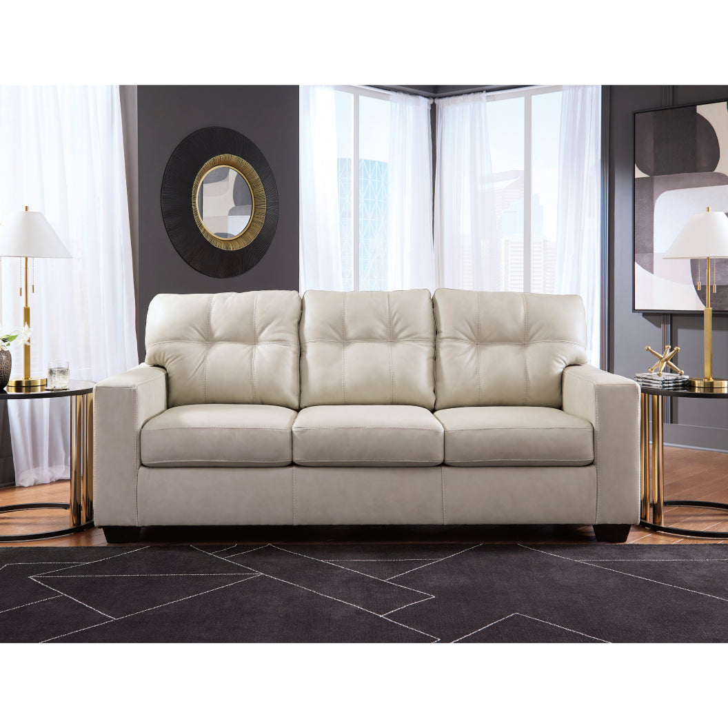 Sofa stationnaire en cuir beige pâle - Santorine