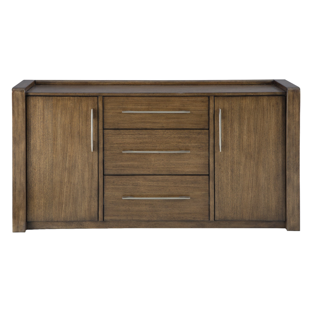 Buffet en bois/placage d'eucalyptus brun avec 2 portes et 3 tiroirs - Baskinger