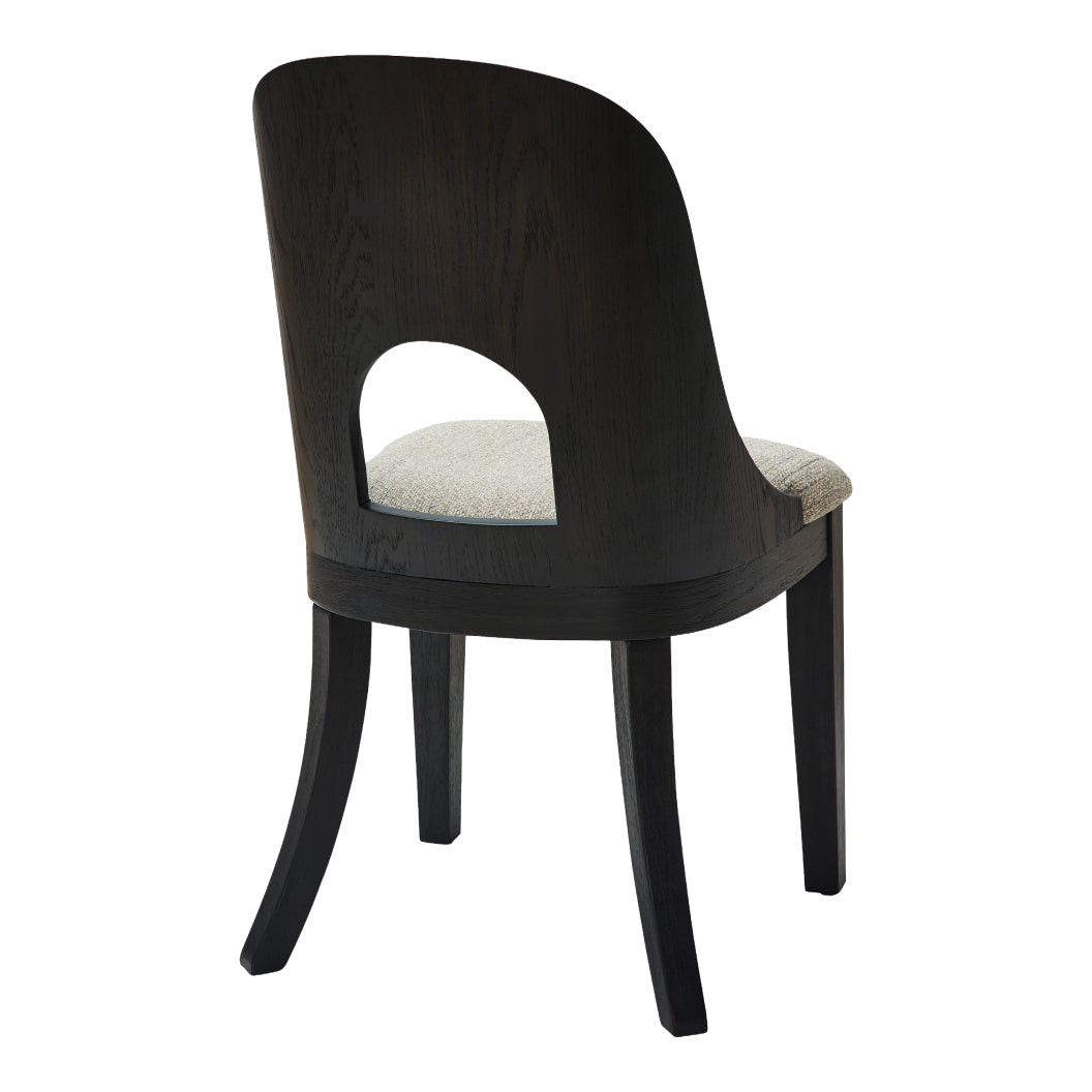 Ensemble de 2 chaises de salle à manger en bois noir avec assise rembourrée en tissu gris - Rowanbeck