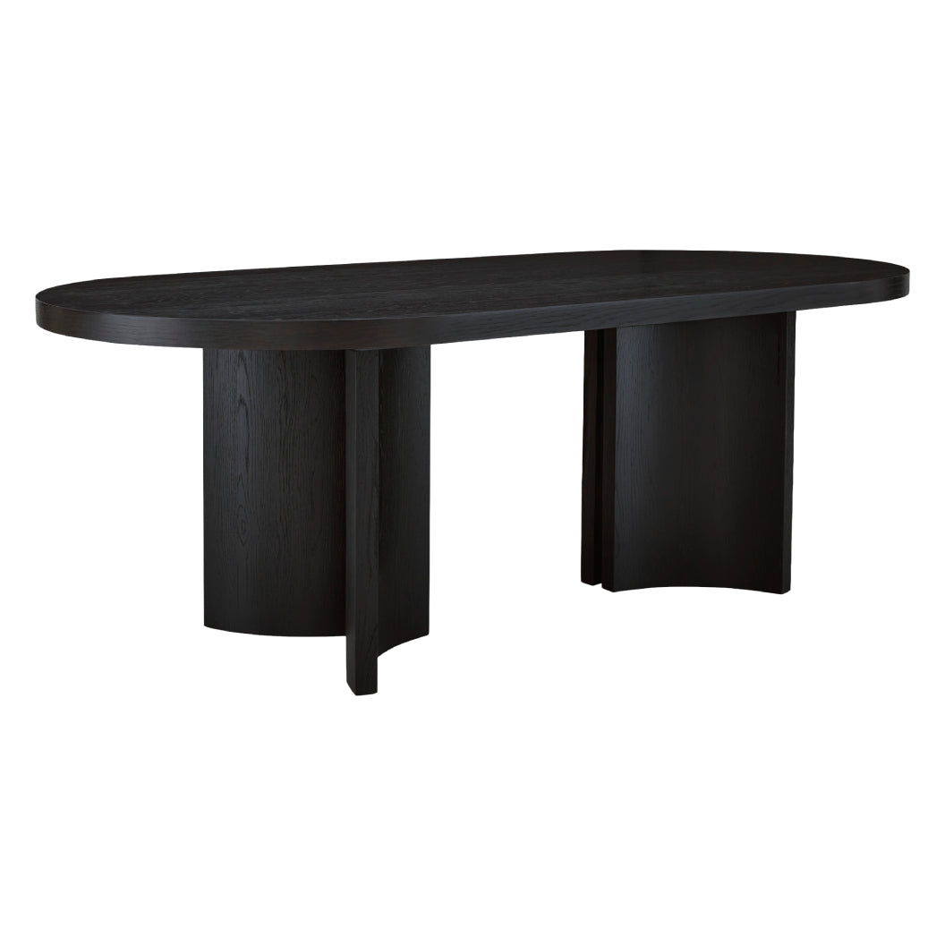 Table de salle à manger ovale en bois/placage de chêne noir - Rowanbeck