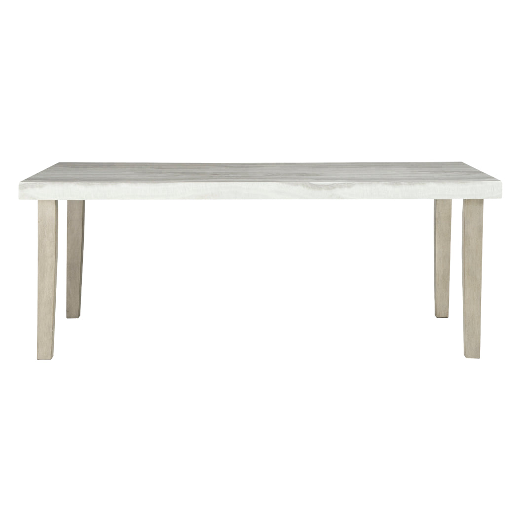 Table de salle à manger rectangulaire en faux marbre gris pâle - Larawyn