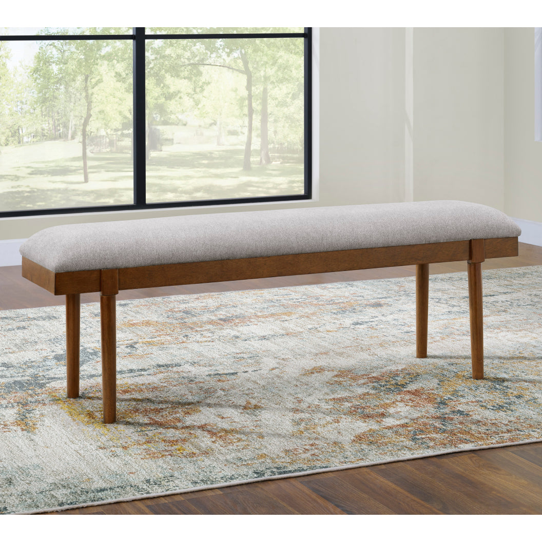 Banc de salle à manger rembourré en tissu gris - Lyncott