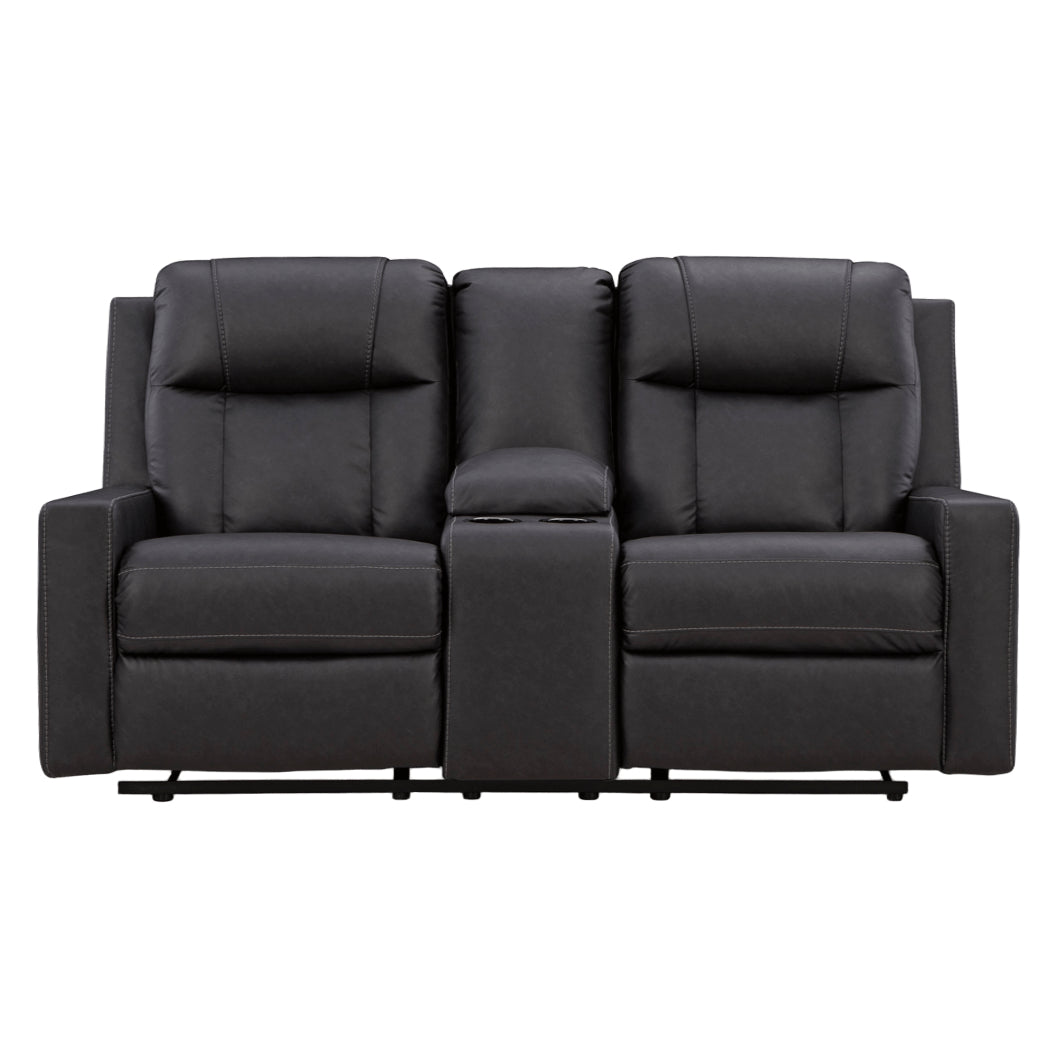Causeuse inclinable aspect cuir avec console - Mackmenville