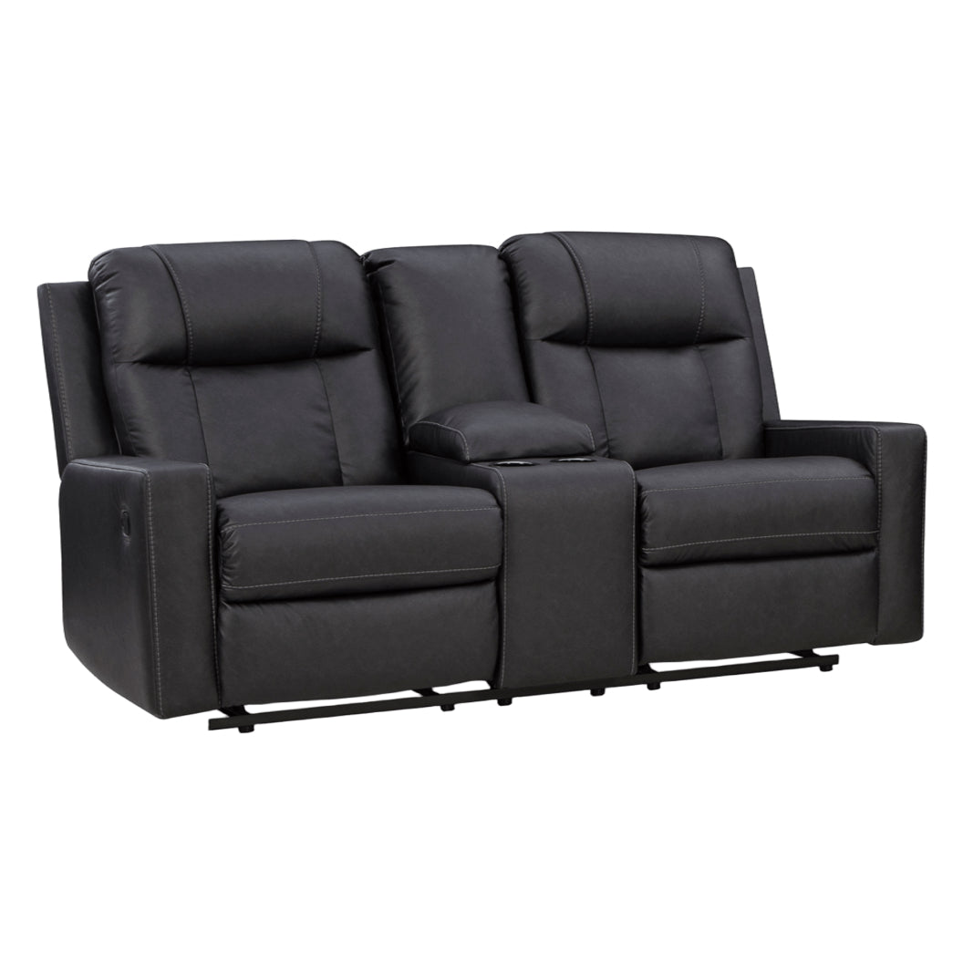 Causeuse inclinable aspect cuir avec console - Mackmenville
