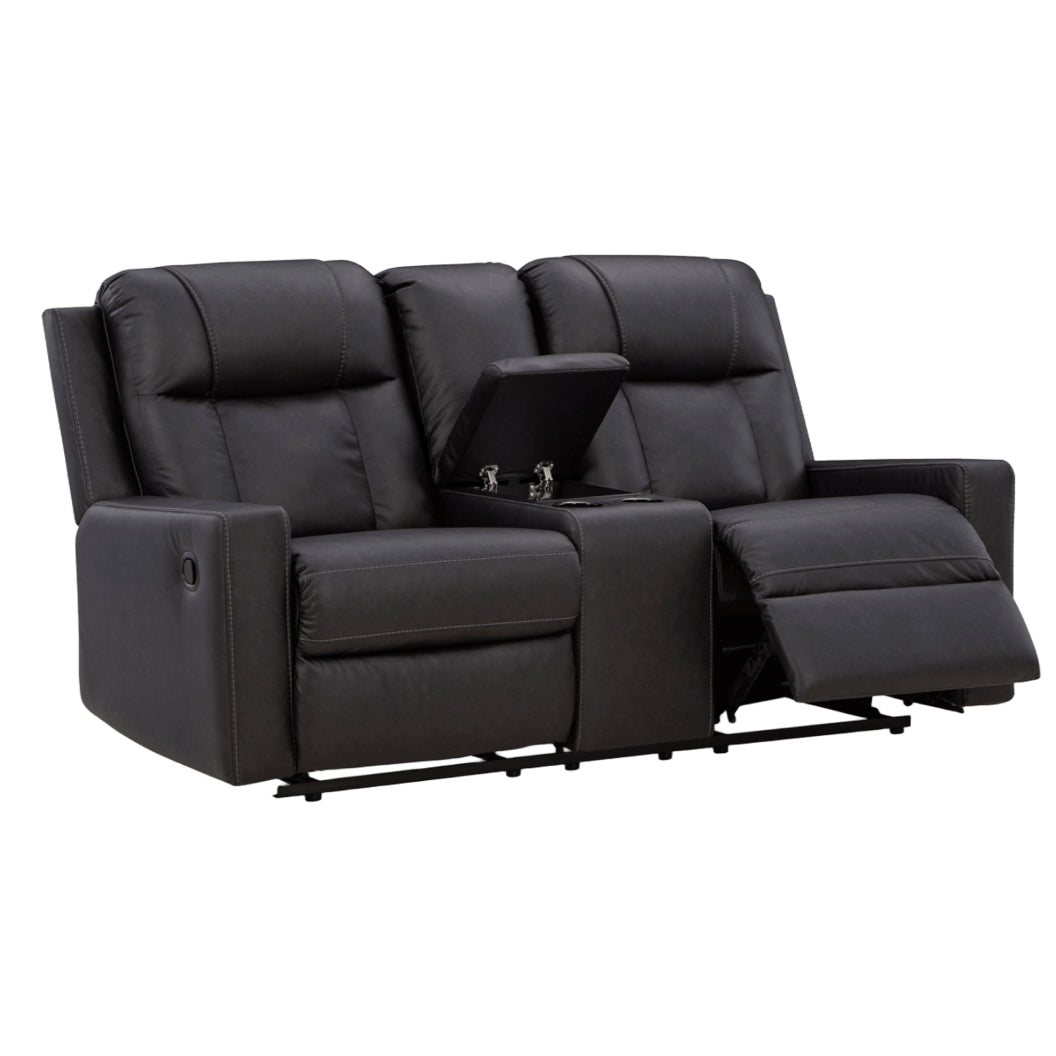 Causeuse inclinable aspect cuir avec console - Mackmenville