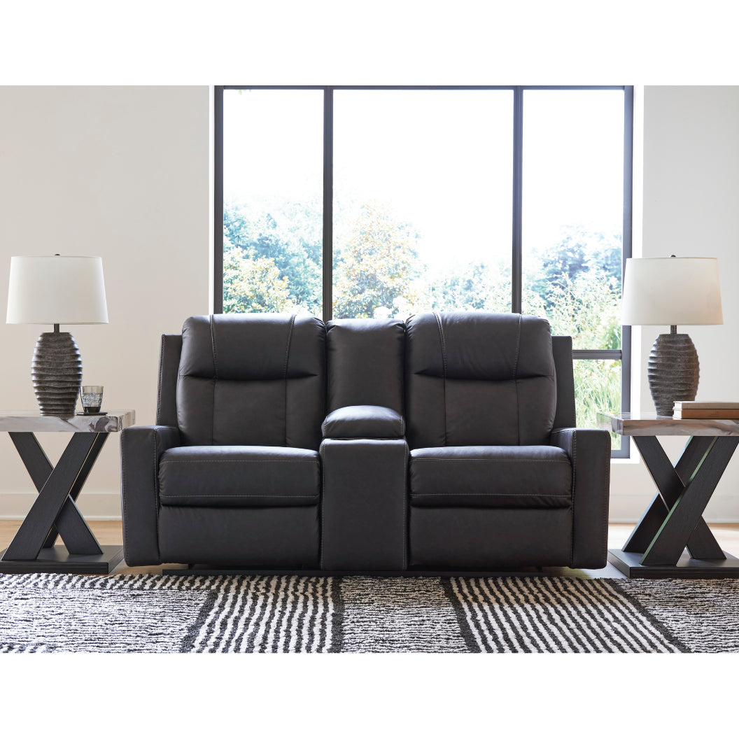 Causeuse inclinable aspect cuir avec console - Mackmenville