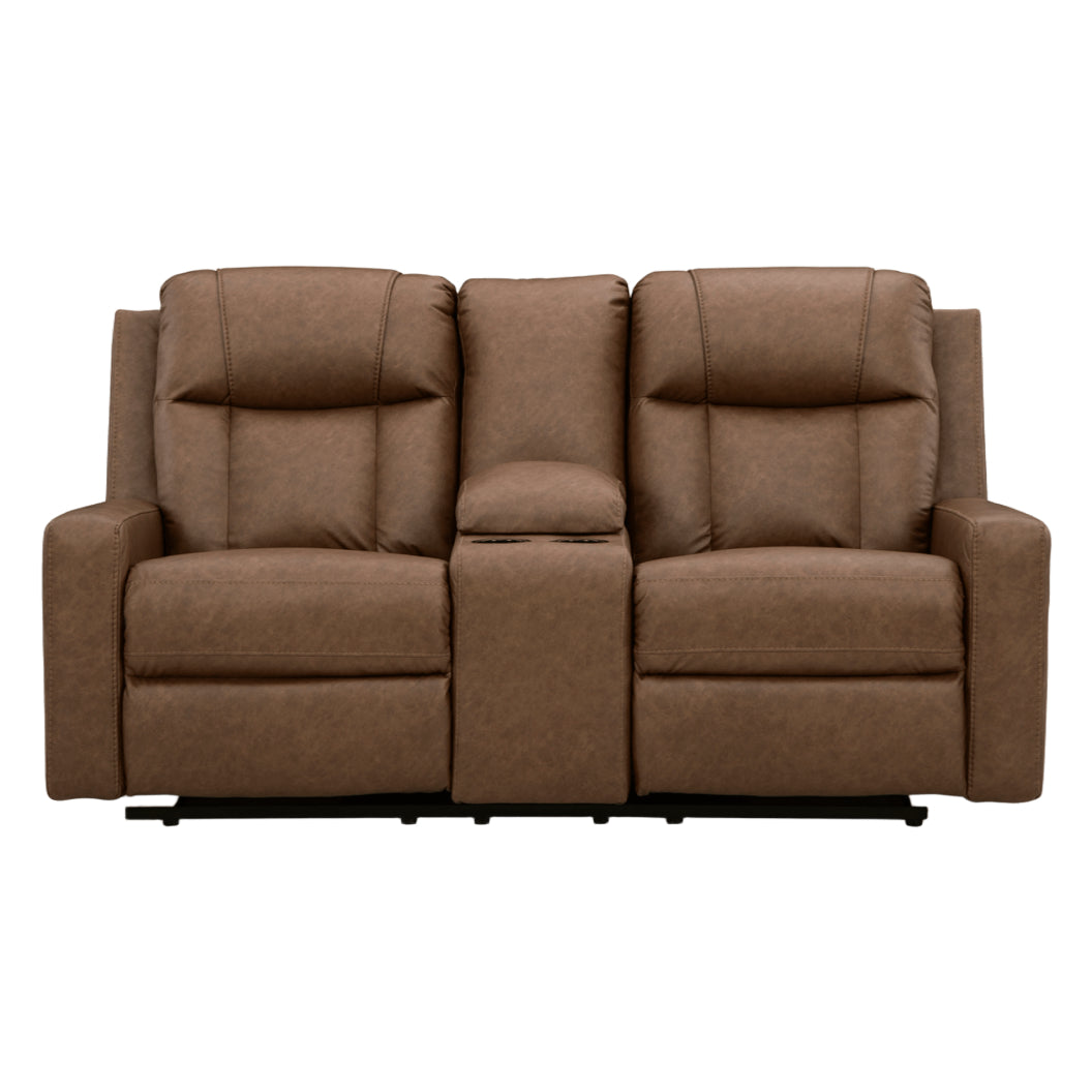 Causeuse inclinable aspect cuir avec console - Mackmenville