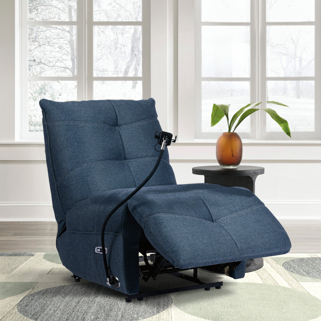 Fauteuil motorisé en tissu avec support flexible pour téléphone et chargeur sans fil - Burlyton