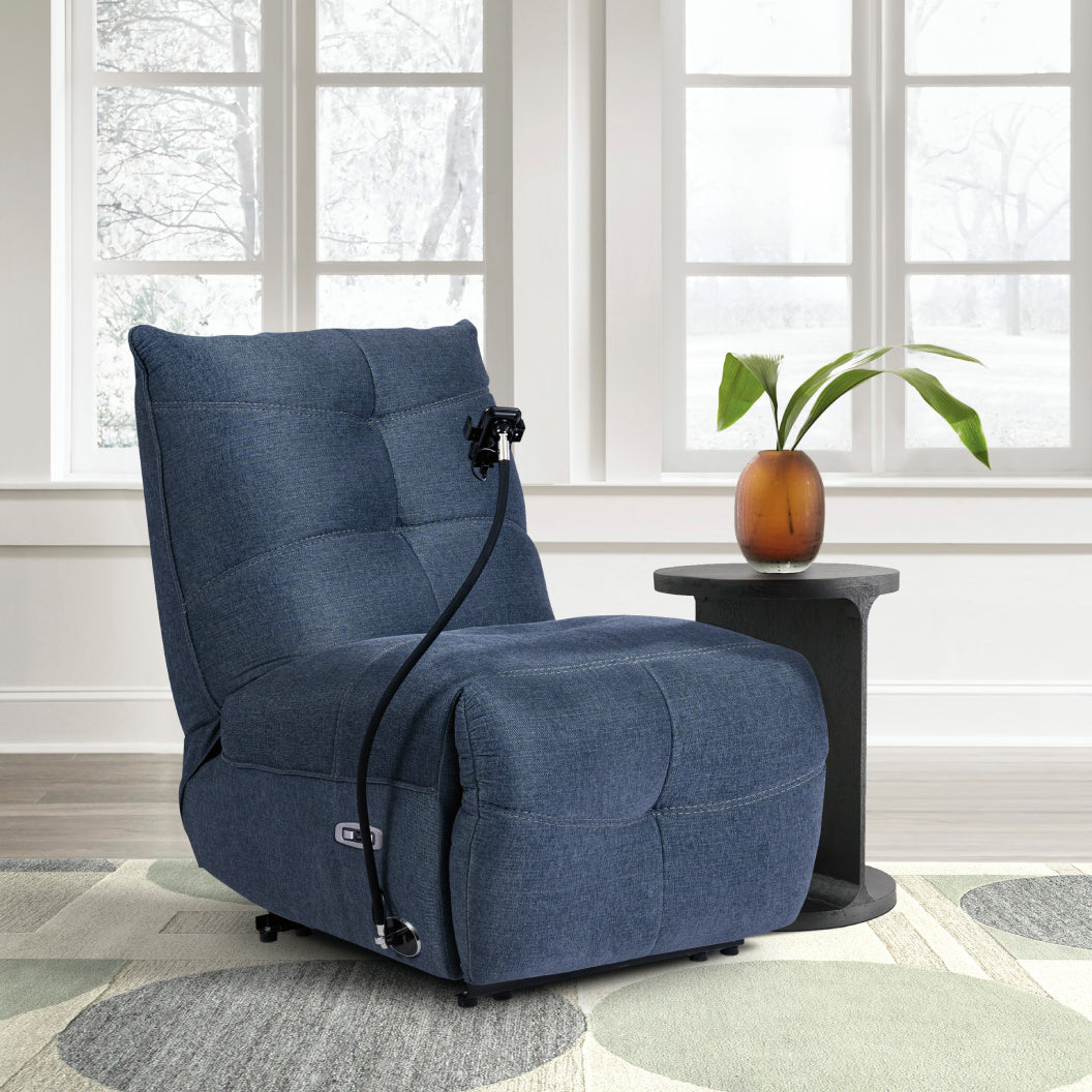 Fauteuil motorisé en tissu avec support flexible pour téléphone et chargeur sans fil - Burlyton