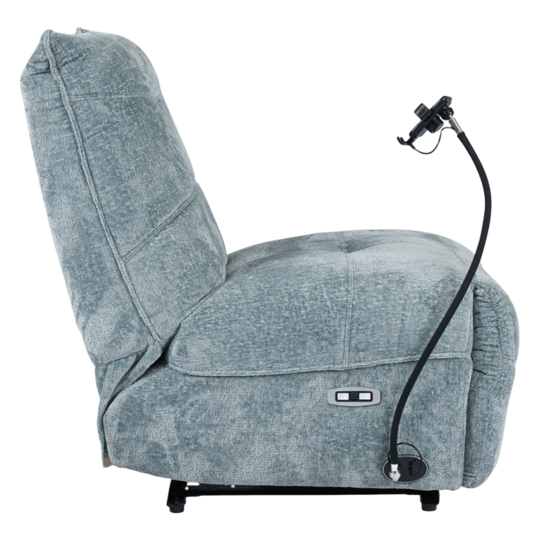 Fauteuil motorisé en tissu avec support flexible pour téléphone et chargeur sans fil - Burlyton