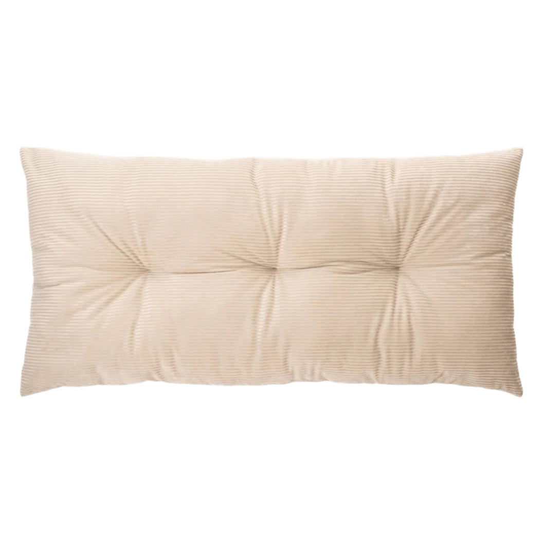 Coussin 16 x 33 po en velours côtelé beige - Corduroy