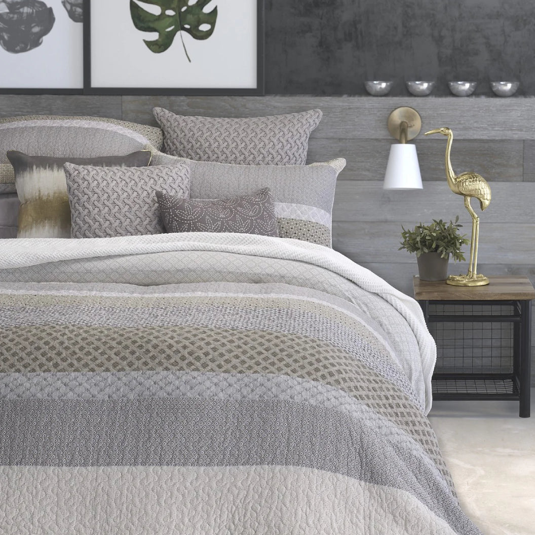 Ensemble de 2 cache-oreillers en coton gris et taupe Grand - Ethan