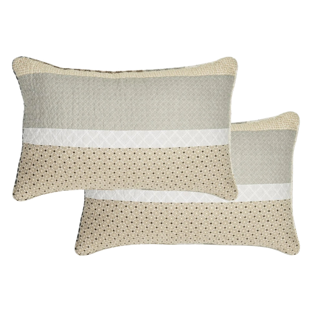 Ensemble de 2 cache-oreillers en coton gris et taupe Grand - Ethan