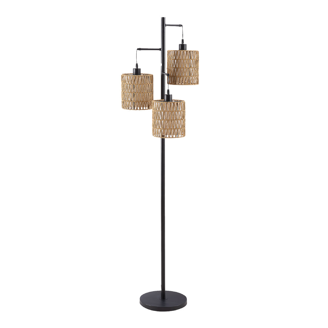 Lampe sur pied en métal noir et corde naturelle 73 po - I 9651