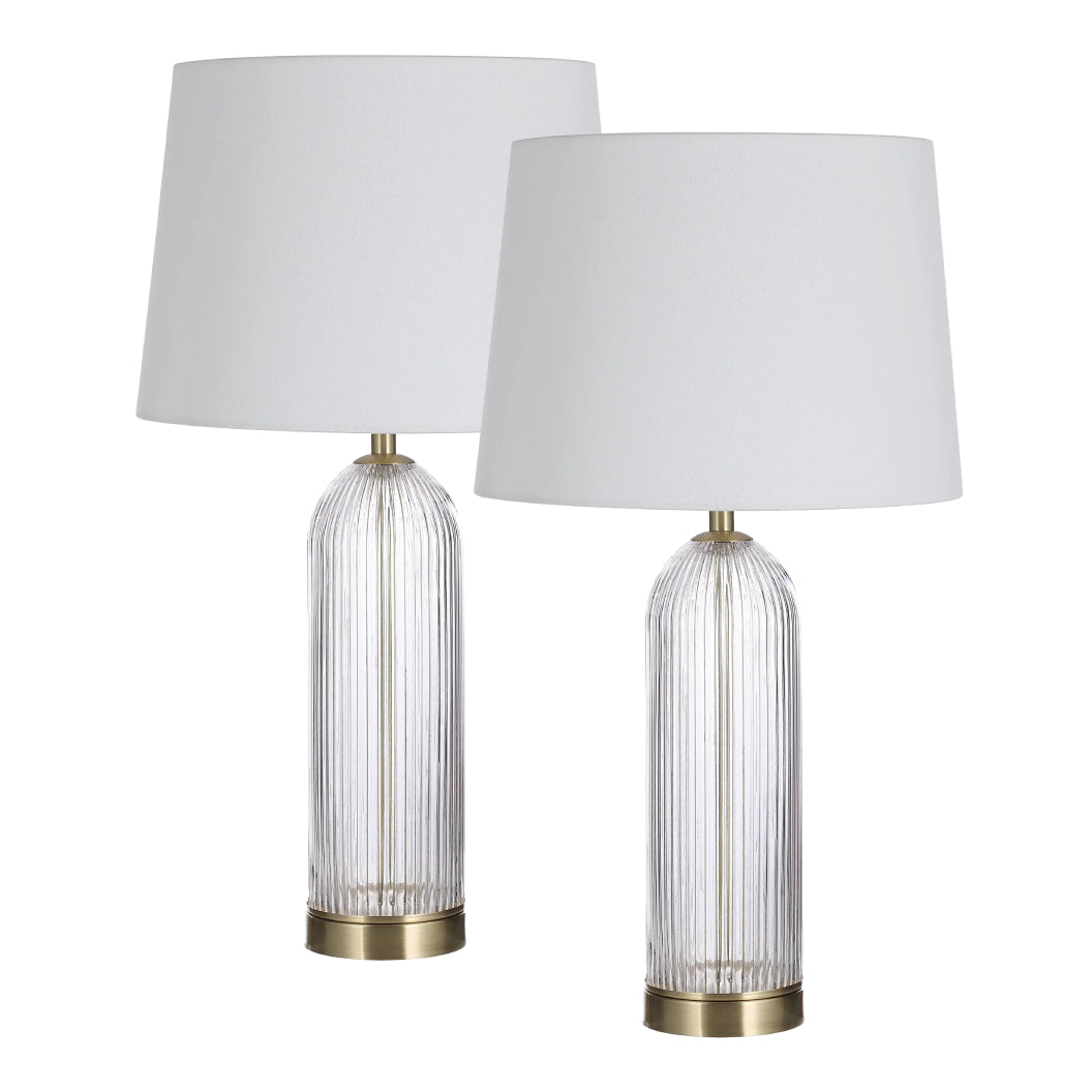 Ensemble de 2 lampes de table en verre avec accents en laiton 25 po - Ocala