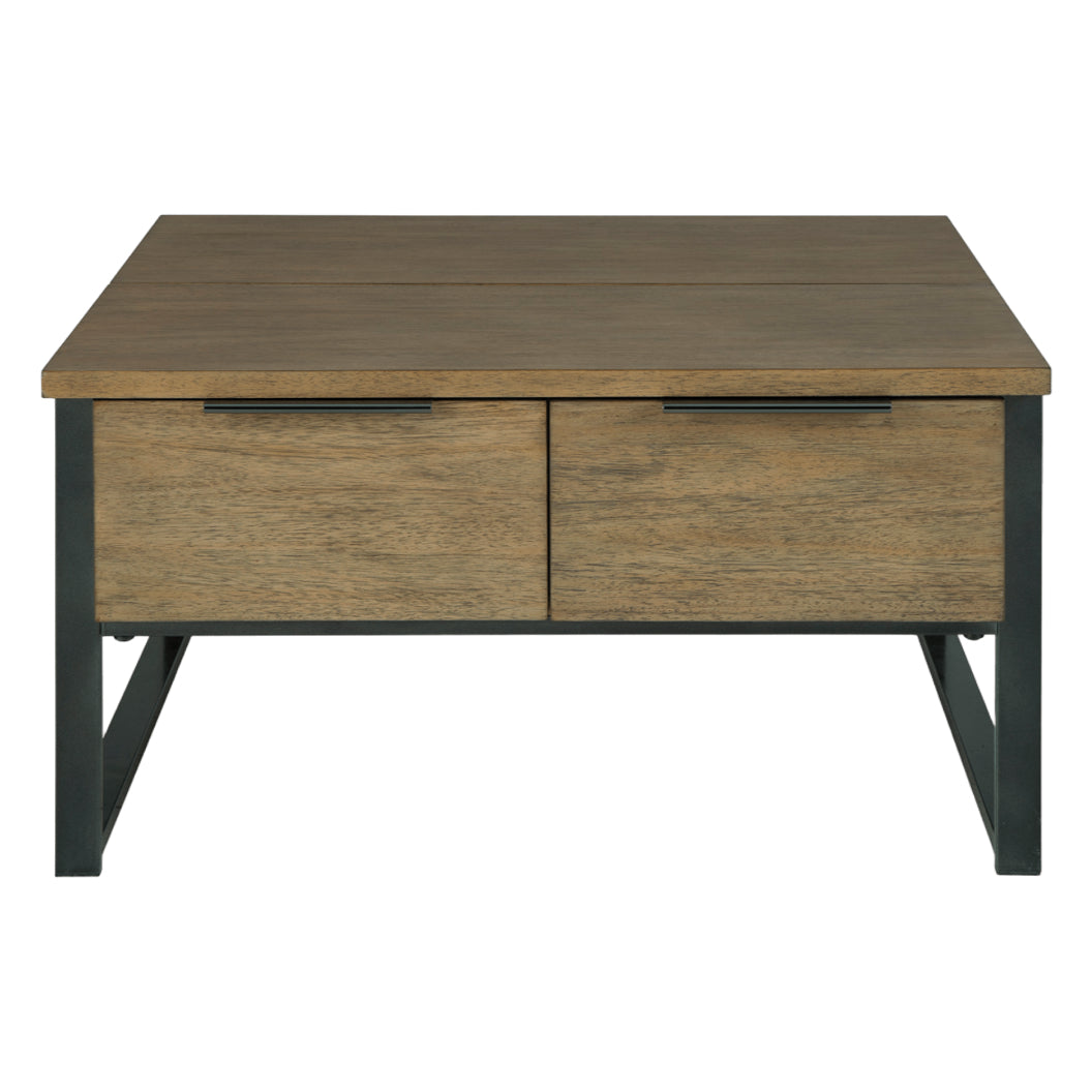 Table basse en placage/MDF brun clair avec plateau relevable - Montia