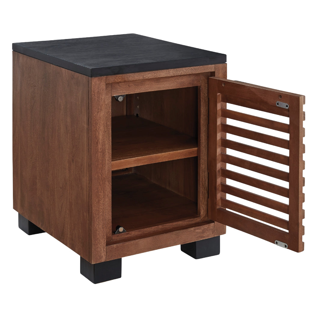 Table de bout en bois/MDF bicolore avec 1 porte - Kallari
