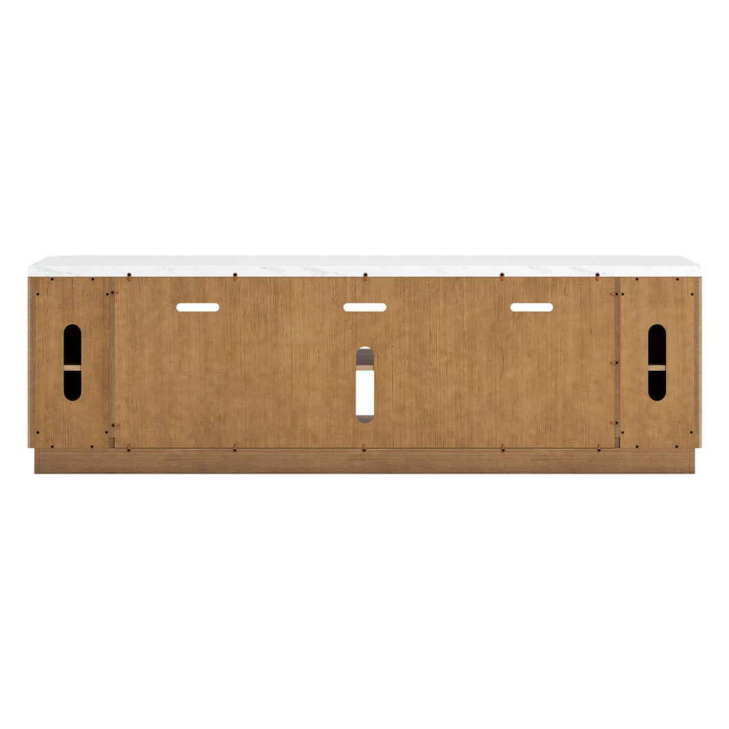 Meuble de télévision XL en mélamine/bois brun clair avec 2 portes - Camdill