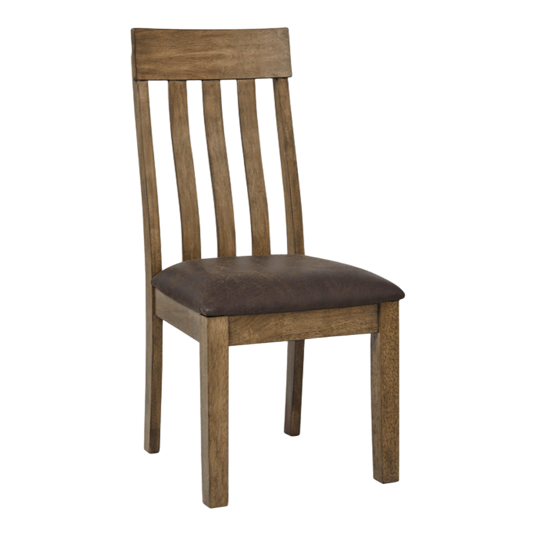 Ensemble de 2 chaises de salle à manger en bois avec assise rembourrée aspect cuir brun - Urbinforte