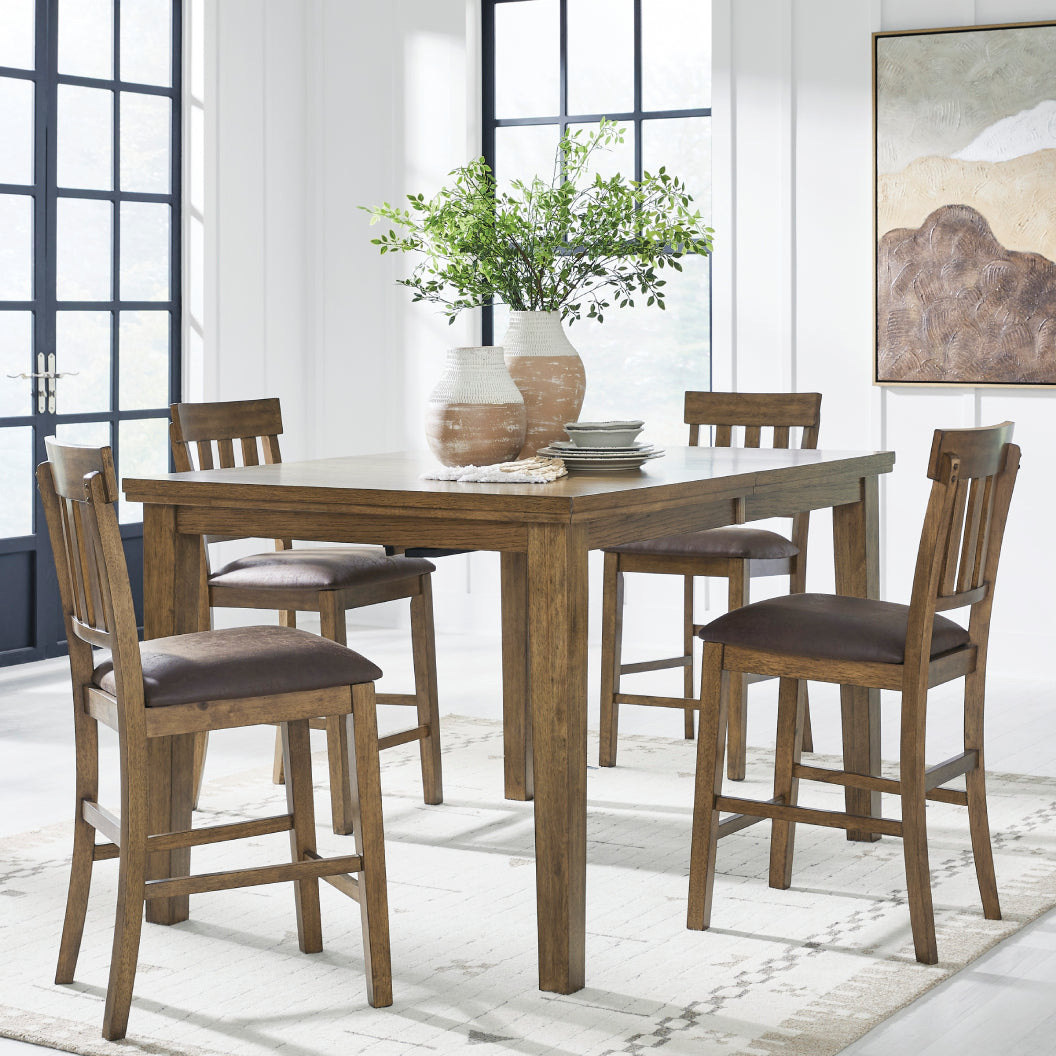 Ensemble de 2 tabourets de bar en bois avec assise rembourrée aspect cuir brun - Urbinforte
