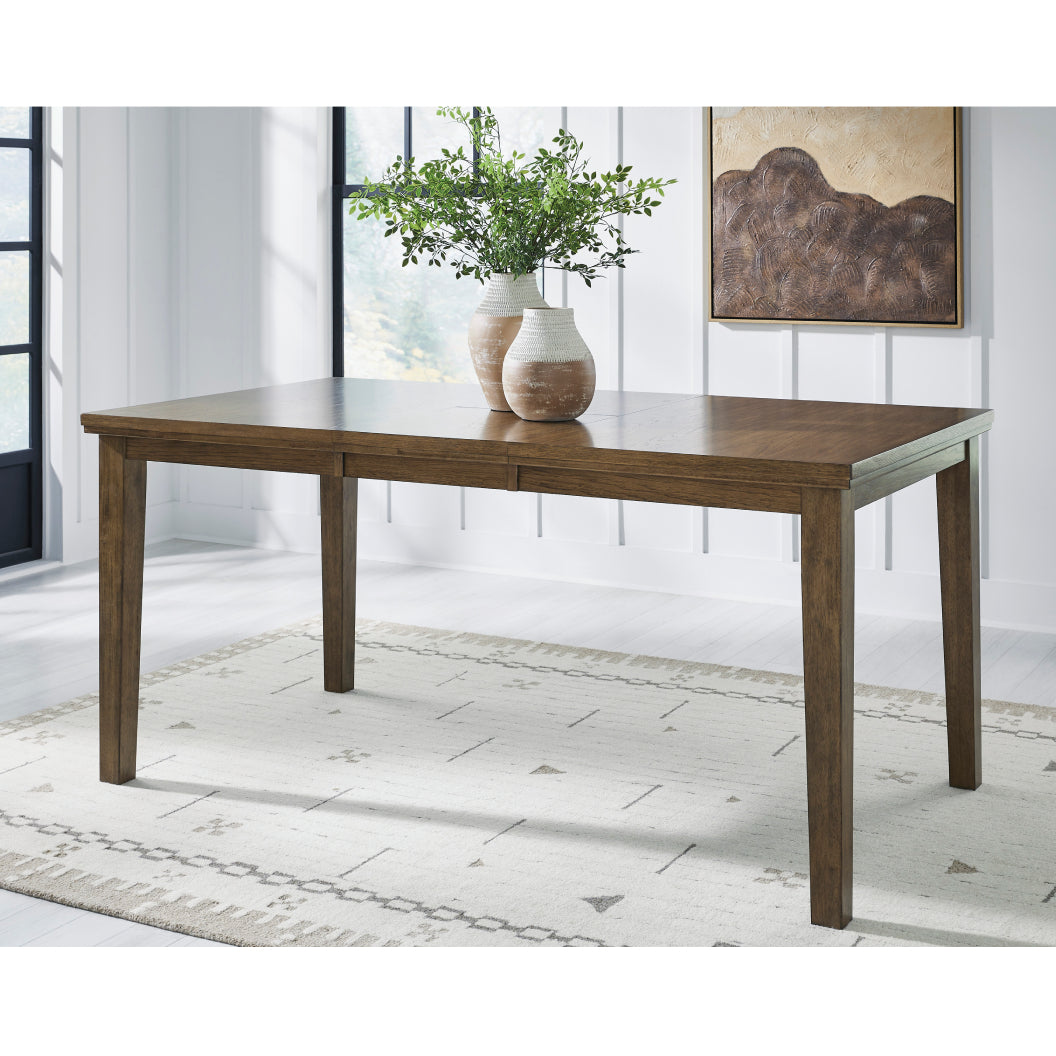 Table de salle à manger extensible en bois/placage de caryer brun clair - Urbinforte