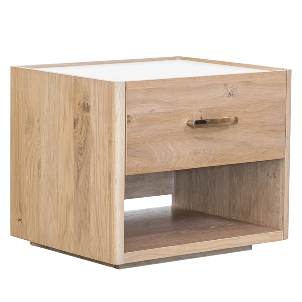 Table de chevet à 1 tiroir au placage en chêne naturel - Samantha