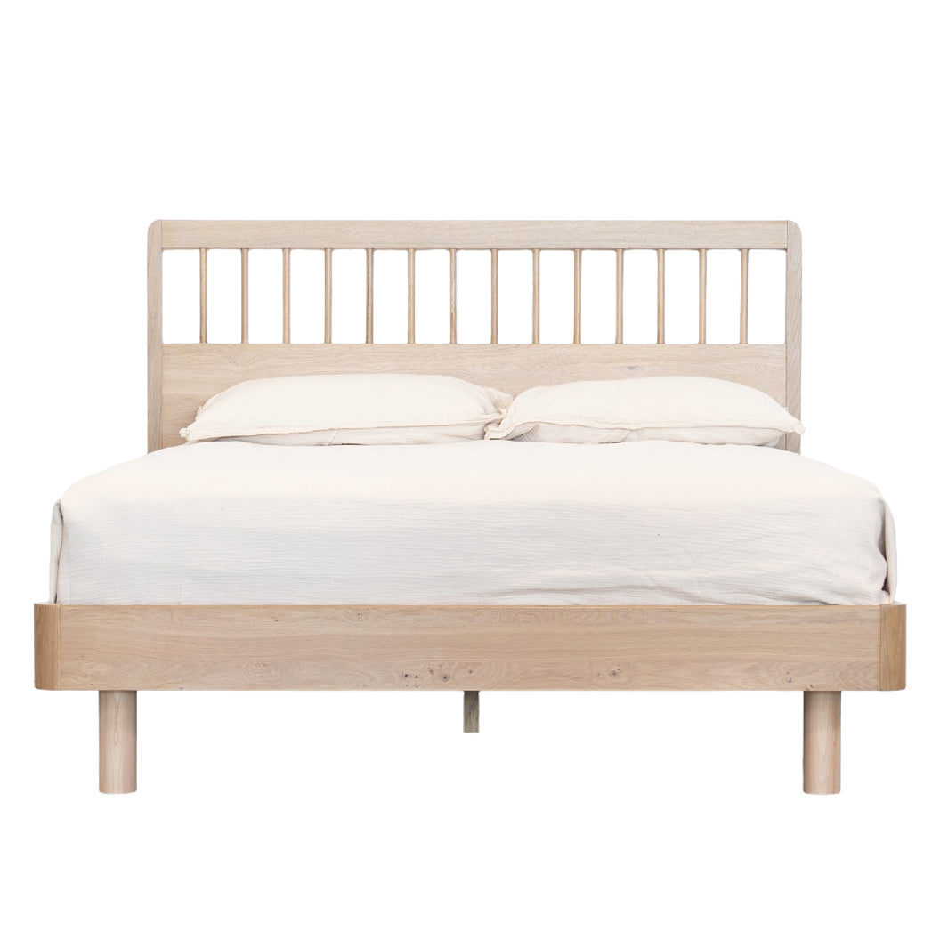 Lit complet en bois/placage de chêne rustique Grand lit - Villa