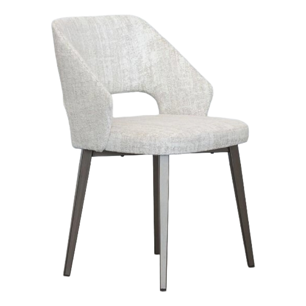 Chaise de salle à manger rembourrée en tissu blanc cassé - Lorna