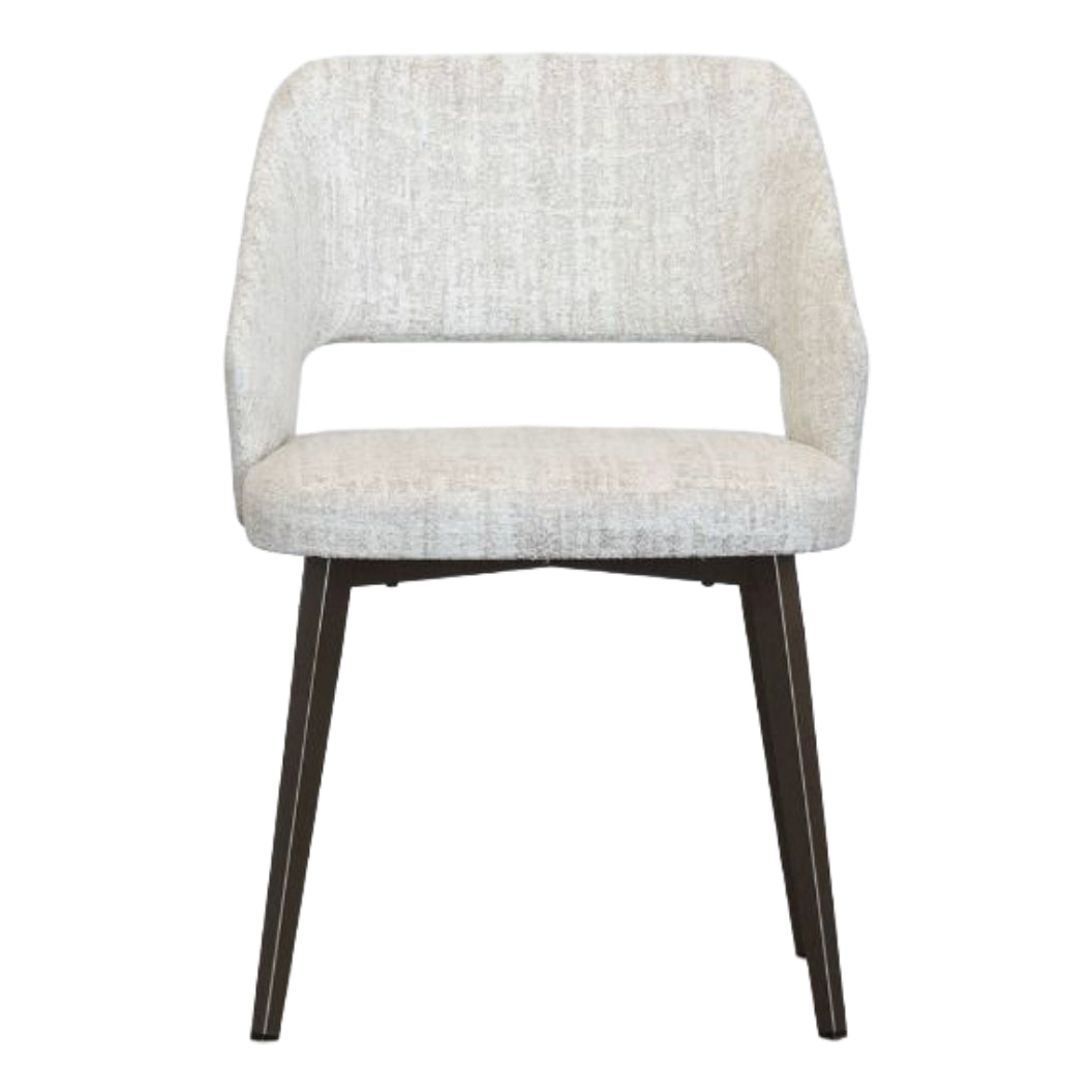Chaise de salle à manger rembourrée en tissu blanc cassé - Lorna