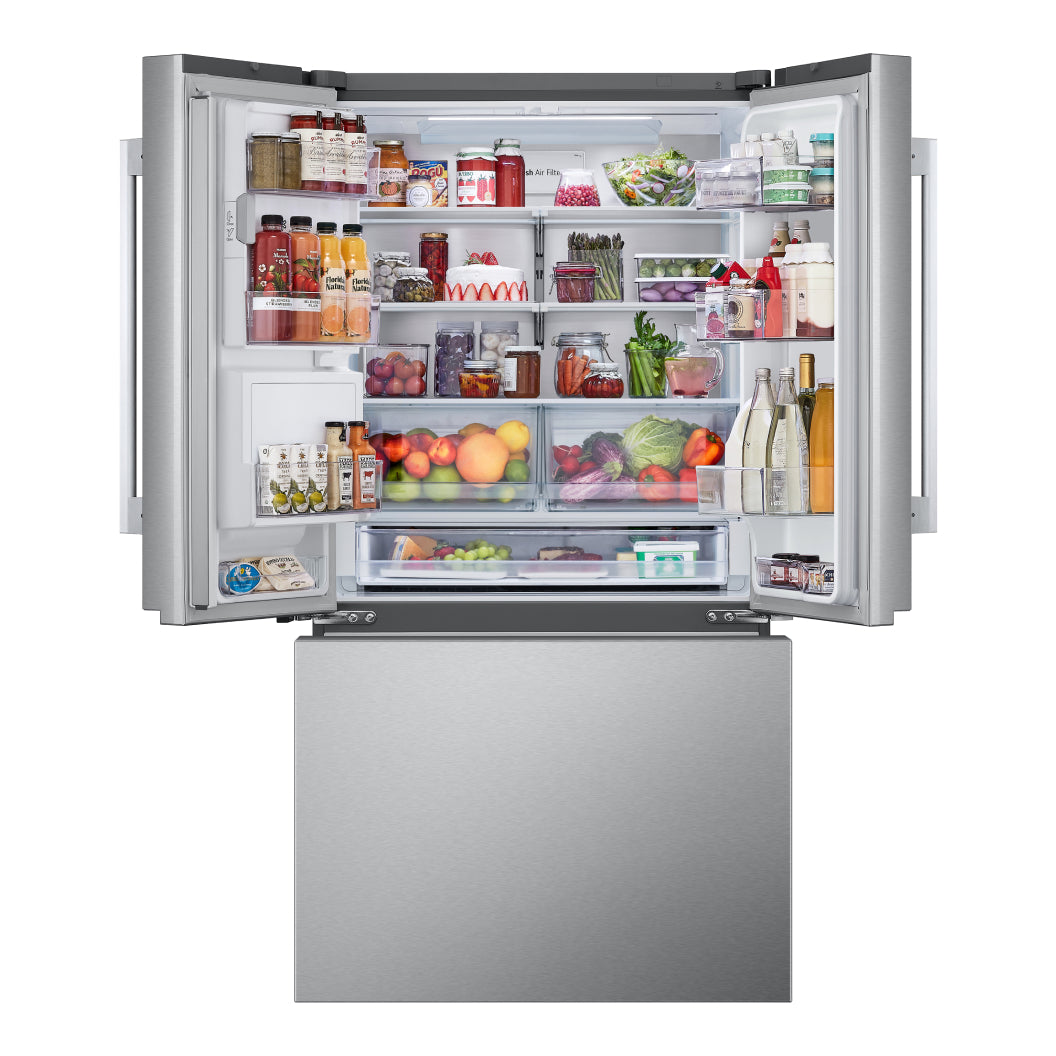 Réfrigérateur porte française à profondeur de comptoir 36 po, 31 pi³ 3 portes Inox avec Wi-Fi et distributeur d'eau/glaçons