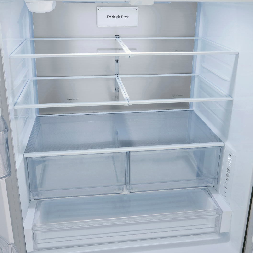 Réfrigérateur porte française à profondeur de comptoir 36 po, 31 pi³ 3 portes Inox avec Wi-Fi et distributeur d'eau/glaçons