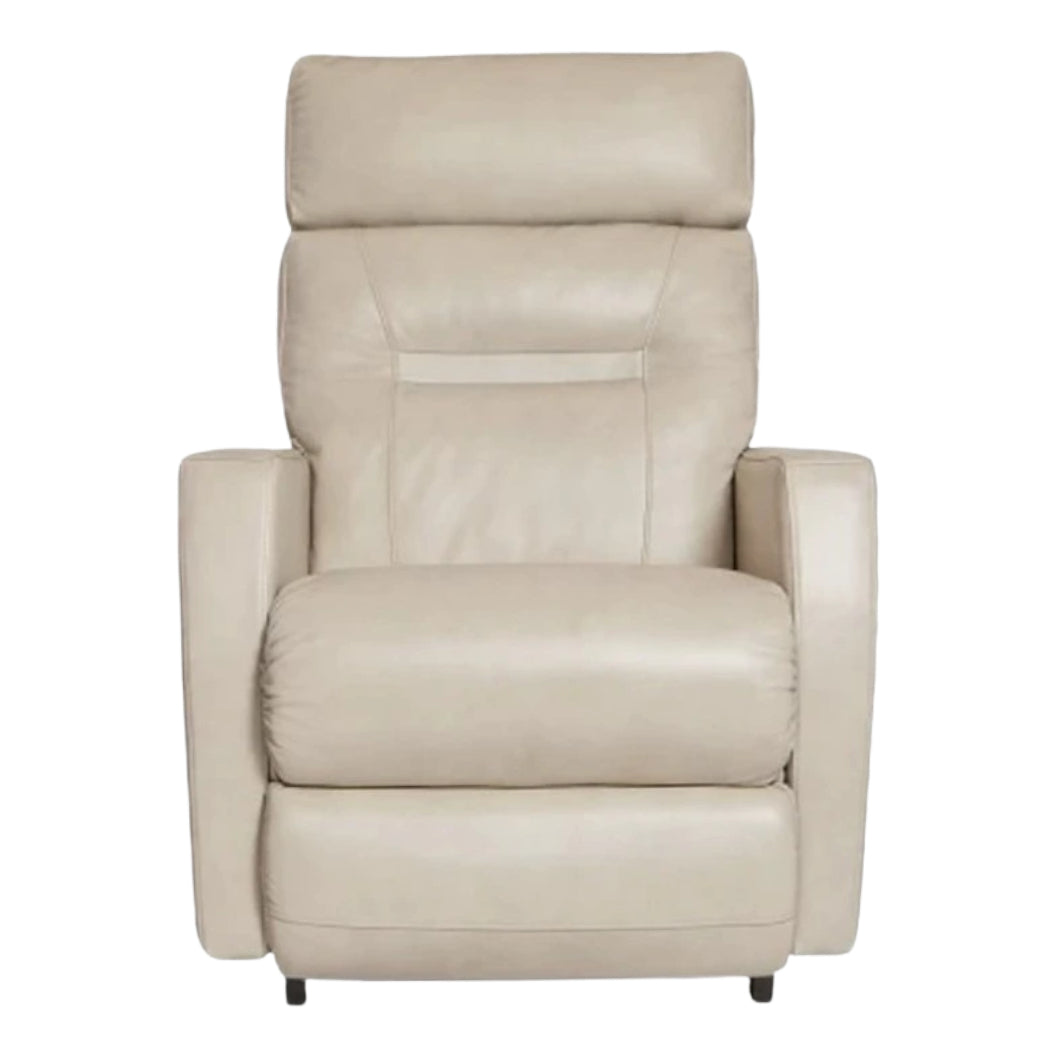 Fauteuil berçant et inclinable motorisé en cuir beige avec soutien lombaire et port USB intégré - Lennon