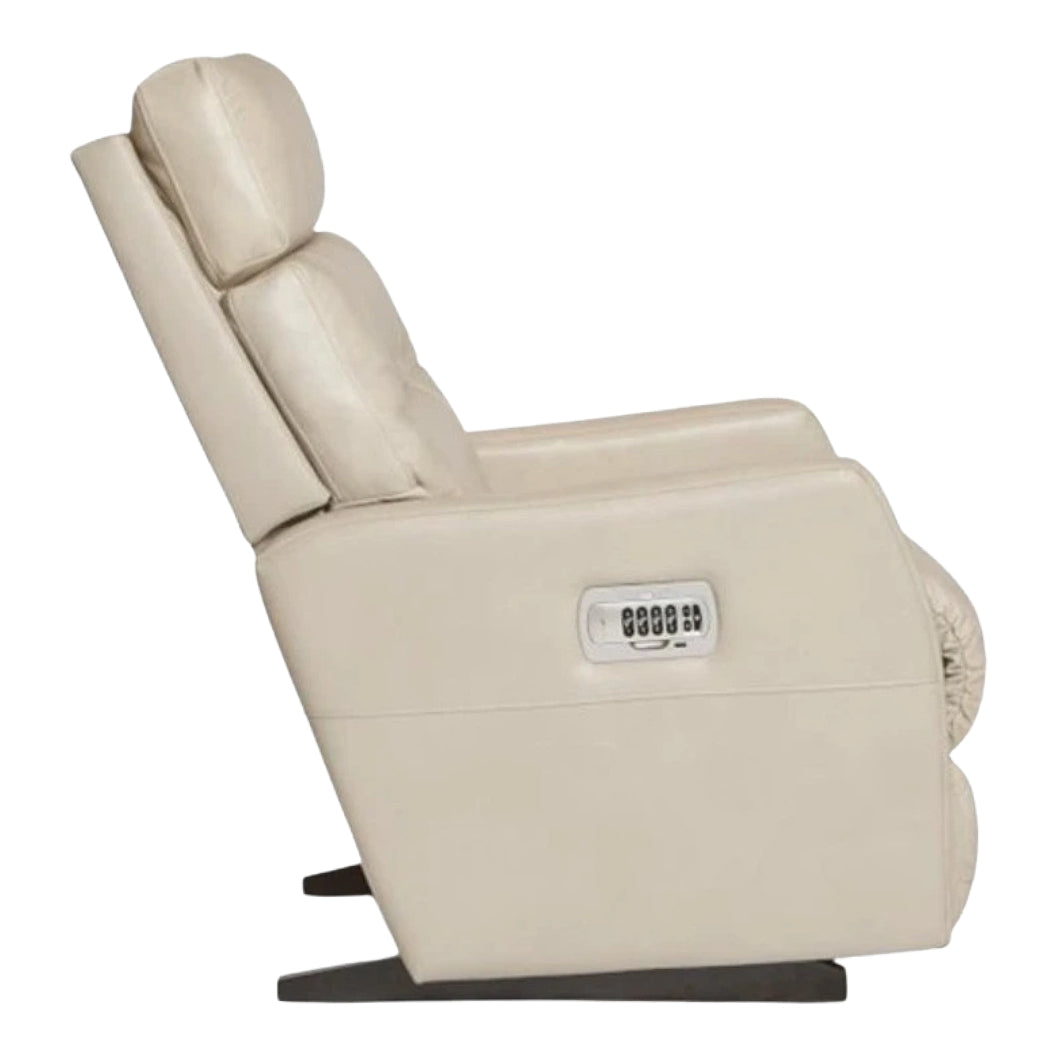 Fauteuil berçant et inclinable motorisé en cuir beige avec soutien lombaire et port USB intégré - Lennon