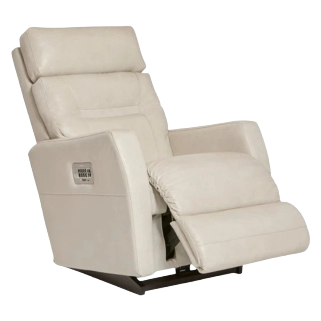 Fauteuil berçant et inclinable motorisé en cuir beige avec soutien lombaire et port USB intégré - Lennon