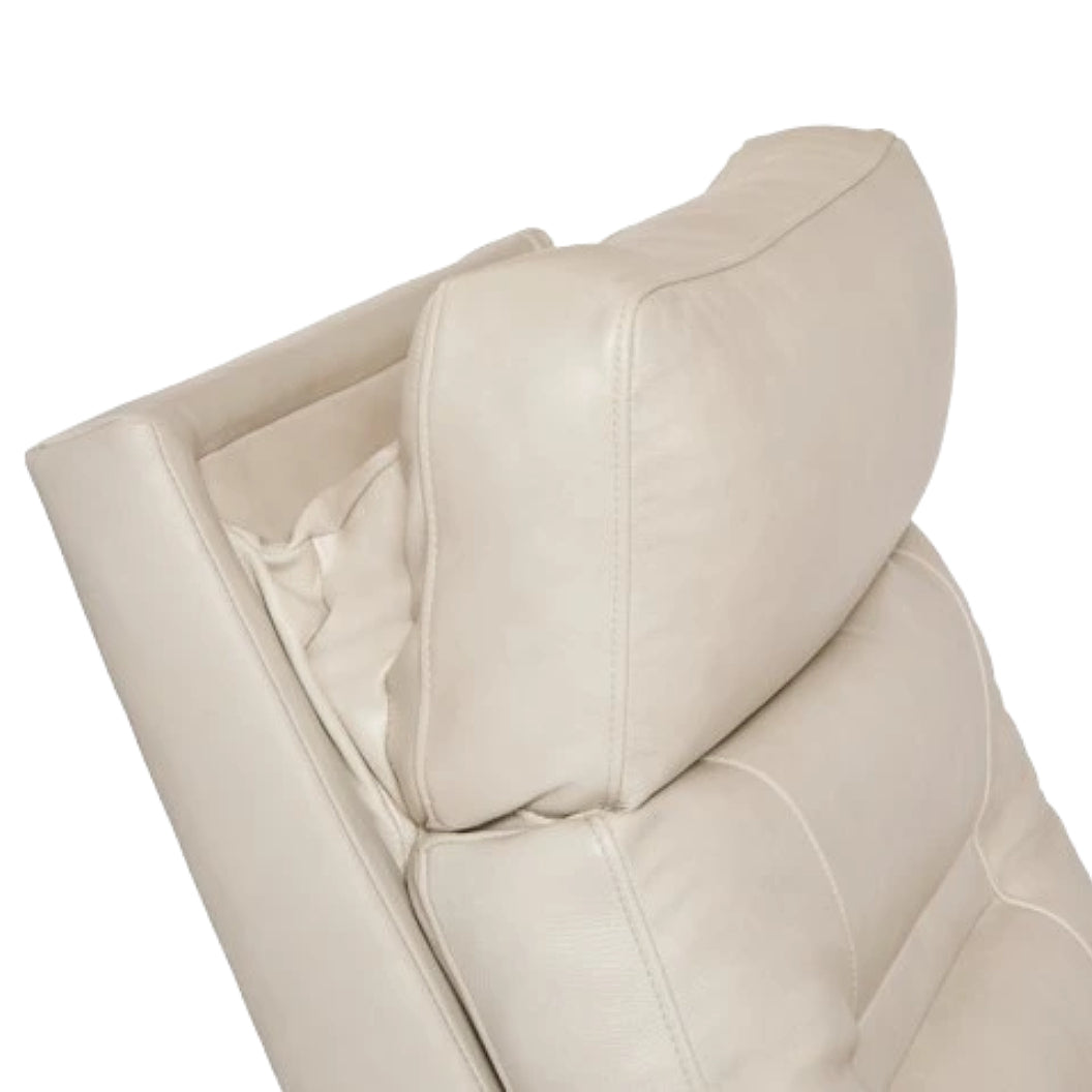 Fauteuil berçant et inclinable motorisé en cuir beige avec soutien lombaire et port USB intégré - Lennon