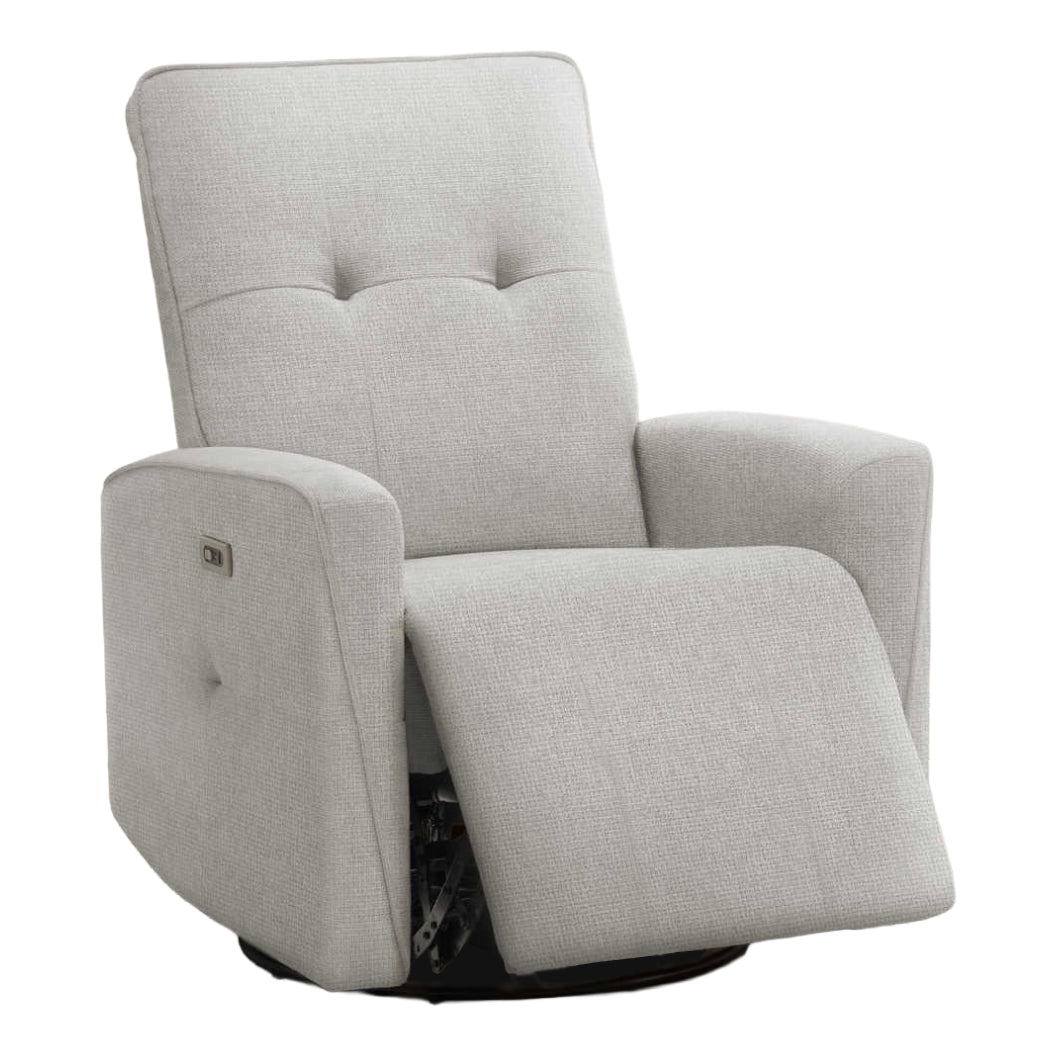 Fauteuil berçant, pivotant et motorisé en tissu avec port USB intégré