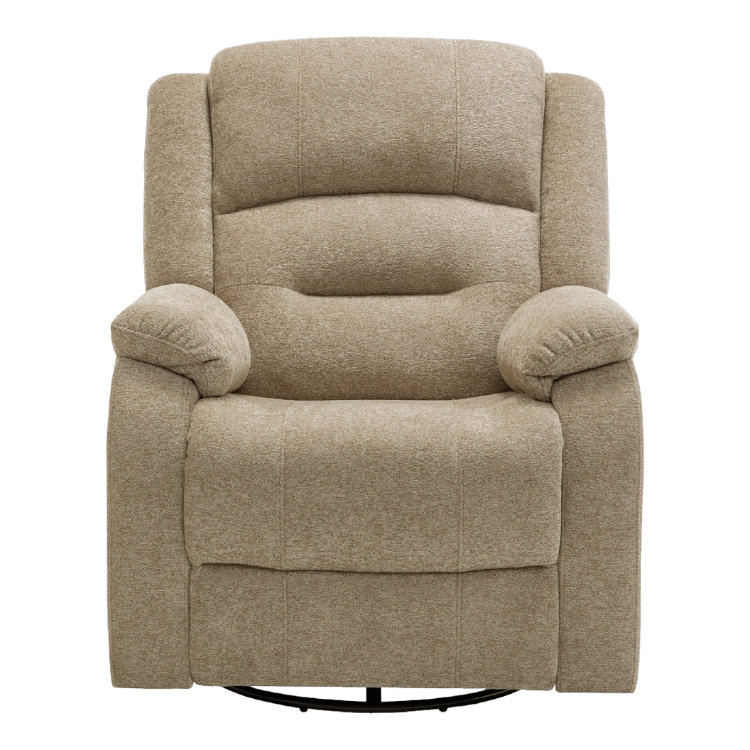Fauteuil berçant, pivotant et motorisé en tissu avec port USB intégré