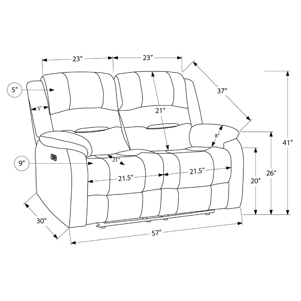 Causeuse motorisée en tissu avec ports USB intégrés