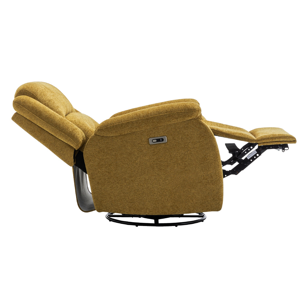 Fauteuil berçant, pivotant et motorisé en tissu avec port USB intégré
