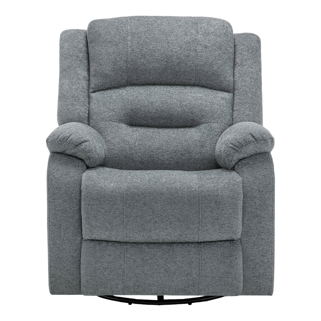 Fauteuil berçant, pivotant et motorisé en tissu avec port USB intégré