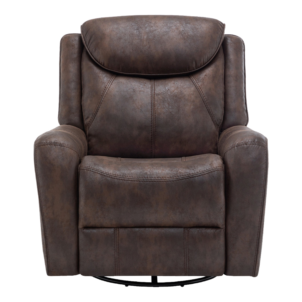 Fauteuil berçant, pivotant motorisé aspect cuir brun avec ports USB intégrés