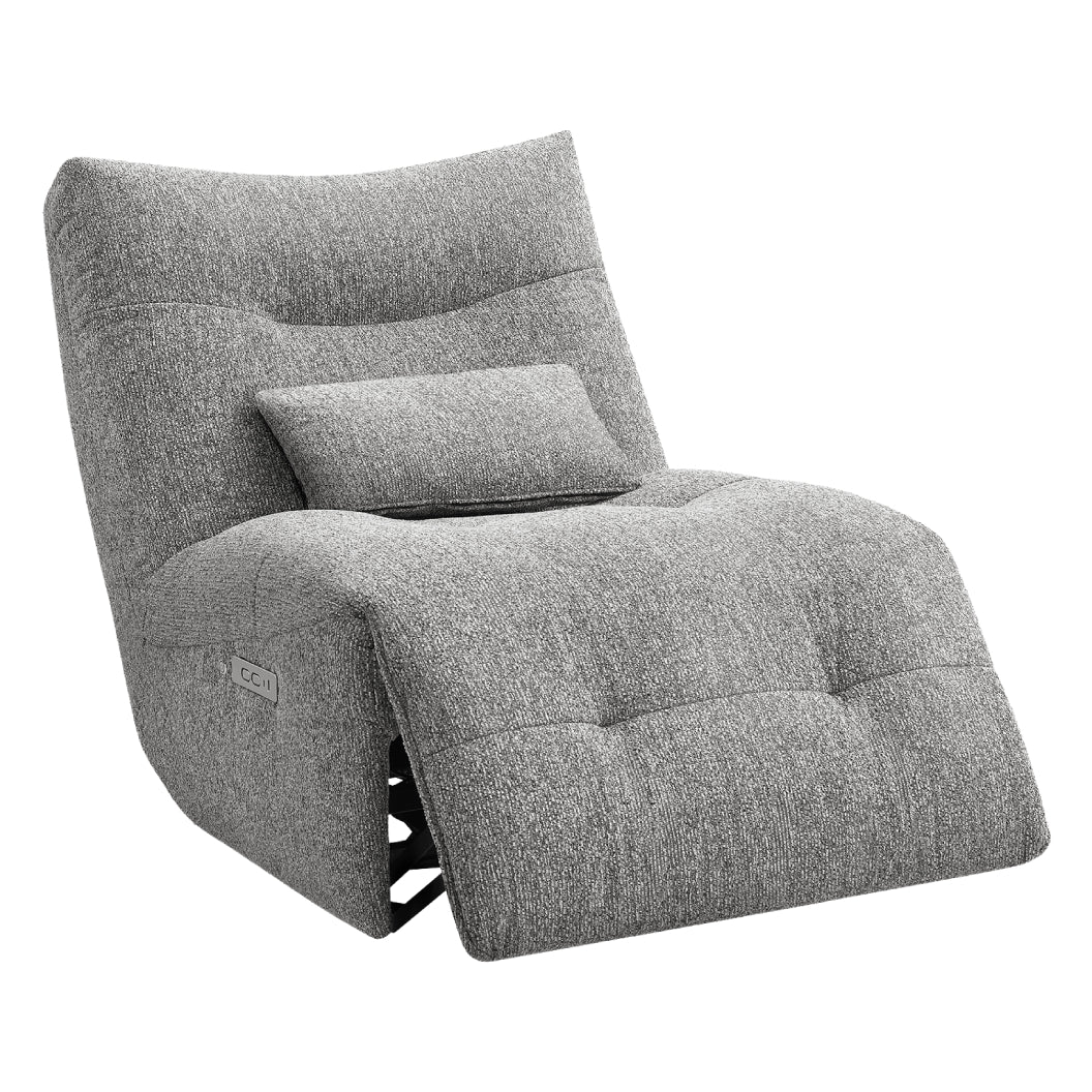 Fauteuil berçant, pivotant et motorisé en tissu avec massage chauffant et port USB intégré