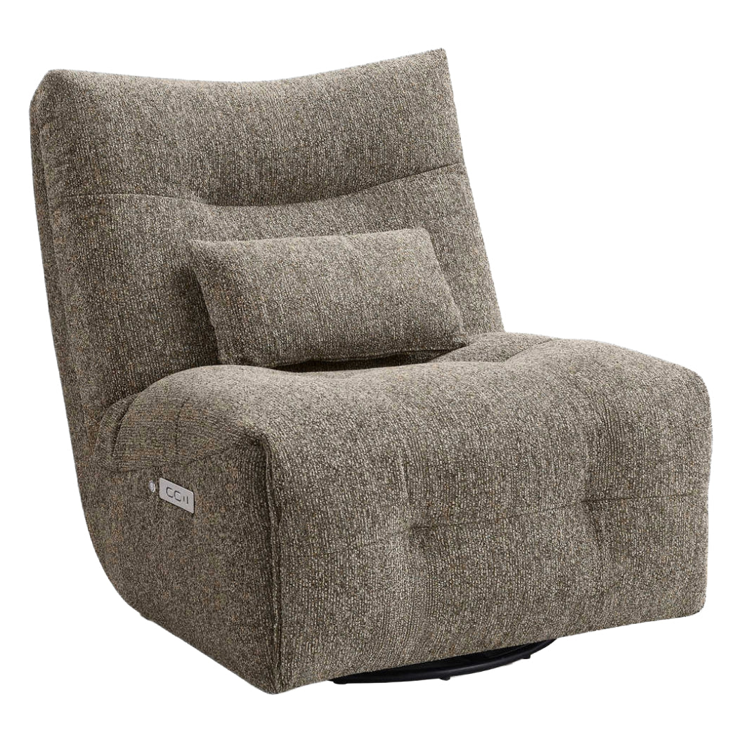 Fauteuil berçant, pivotant et motorisé en tissu avec massage chauffant et port USB intégré