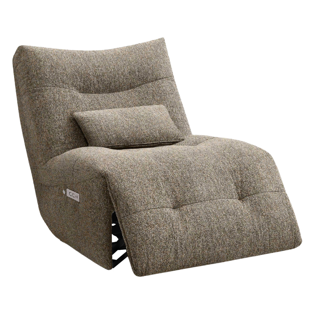 Fauteuil berçant, pivotant et motorisé en tissu avec massage chauffant et port USB intégré